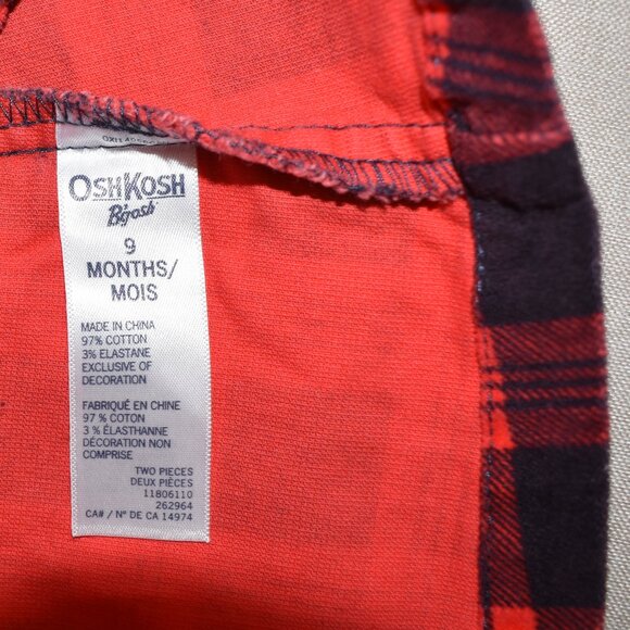 OshKosh Buffalo Plaid  Velour Jumper Dress 9 Months - Picture 7 of 7